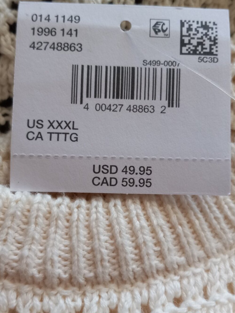 Nwt Boho American Eagle Cream Open Knit Sweater Sz 3XL Oversized Stretchy Cotton - Picture 5 of 5